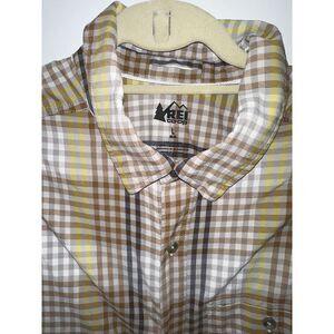 REI Men's Nylon Long Sleeve Plaid Button Up Size‎ Large Hiking Outdoors